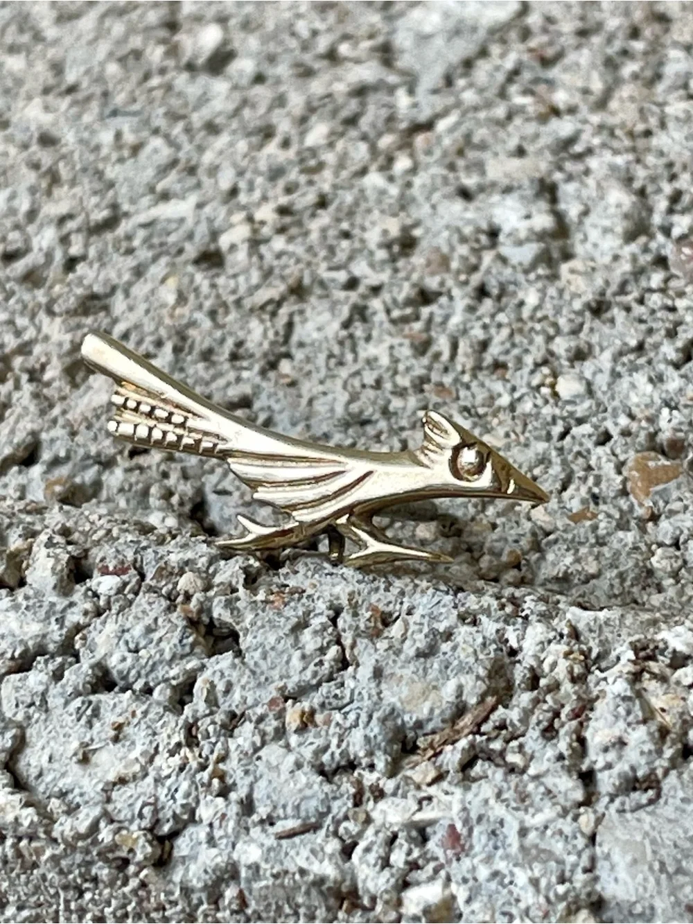 Retired James Avery 14K Gold Roadrunner Tie Tack Lapel Pin Vintage Rare